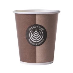 Papīra glāzes "Coffee to Go" 250m, ø80mm, brūnas, vienslāņa, PAP/PE, vienslāņu, iepakojumā 80 gab.