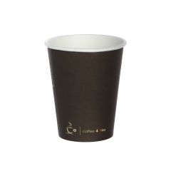 Papīra glāzes "Coffee 4 You" 300ml, ø90mm, baltas/brūnas, vienslāņa, PAP/PE, iepakojumā 50 gab.