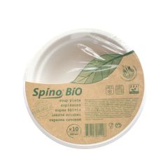 „Spino Bio“ cukranendrių pluošto sriubos dubenėlis 400ml, baltas, 10 vnt./pak.