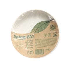 „Spino Bio“ cukranendrių pluošto lėkštė  ø18 cm, balta, 10 vnt./pak.