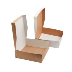 Картонные коробки для тортов 22x22x10см с крышкой белые/коричневые, в упаковке 100шт.