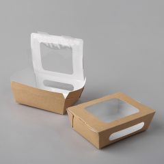 Бумажные контейнеры 16/14х12/10х5см с окном, в упаковке 250шт.