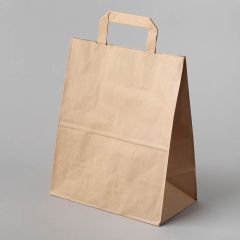 Papīra maisiņi 26x16x33.5 cm ar plakaniem rokturiem, brūni, iepakojumā 25gab.