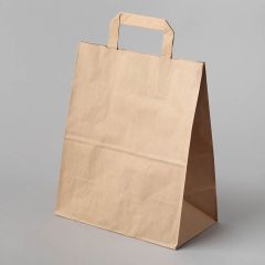 Papīra maisiņi 26x16x30 cm ar plakaniem rokturiem, brūni, iepakojumā 25gab.