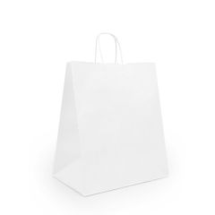 Papīra maisiņi 32x20x37cm ar vītiem rokturiem, balti