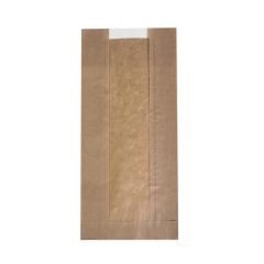 Бумажные пакеты с окном 160x75x330мм коричневые 35gsm 