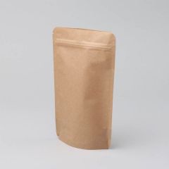 Papīra maisi "doypack" 11+7x18.5cm, 250ml, ar zip-lock aizdari, brūni, iepakojumā 100 gab.