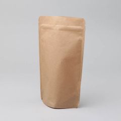 Papīra maisi "doypack" 13+8x22.5cm, 500ml, ar zip-lock aizdari, brūni, iepakojumā 100 gab.