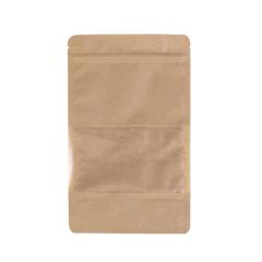 Papīra maisi "doypack" 16+9x27cm ar lodziņu, 750ml, ar zip-lock aizdari, brūni, iepakojumā 100 gab.