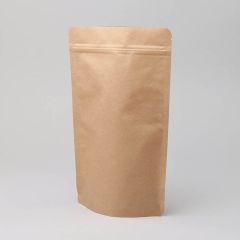 Papīra maisi "doypack" 16+9x27cm, 750ml, ar zip-lock aizdari, brūni, iepakojumā 100 gab.