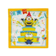 Салфетки бумажные 2-ух слойные 33х33см, 20шт., MINIONS