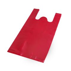Maisi ar rokturiem 30cm + 18cm x 55cm, 25my, sarkani, HDPE, iepakojumā 100 gab.