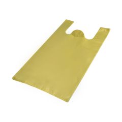 Пакеты 34cm + 17cm x 64cm, 24my с ручками желтые, HDPE, в упаковке 100шт.