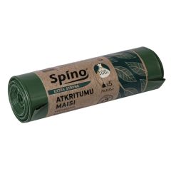 Пакеты для мусора 70x110см 100л зеленые, LDPE, в рулоне 5шт.