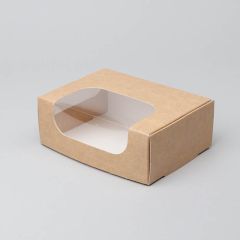 Kartona kūku kastes ar lodziņu un atlokāmu vāku,160x120x60mm, brūnas