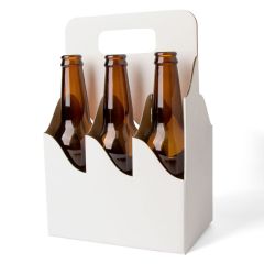 Gofrētā kartona kastes sešām 0.33L pudelēm, 180 x 120 x 260mm, baltas, iepakojumā 20 gab.