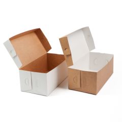 Картонные коробки для кондитерских изделий 26x13x10см,с крышкой, белые/коричне