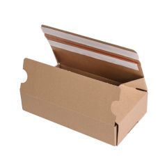 Mikro gofrētā kartona kastes ar dubultu līmlenti un atvēršanas lenti, 270x160x60mm brūnas, lieliski piemērotas pakomātiem un pasta sūtījumiem