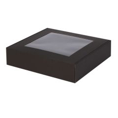 Dāvanu kastes ar lodziņu un atlokāmu vāku 330 x 300 x 80mm, melna, iepakojumā 10 gab.