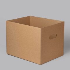 Gofrētā kartona kastes ar rokturiem 350 x 280 x 265mm , brūnas, iepakojumā 10 gab.