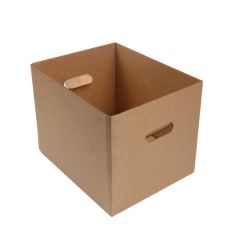 Gofrētā kartona kastes ar rokturiem 350 x 280 x 265mm , brūnas, iepakojumā 10 gab.
