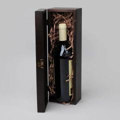 Деревянная коробка для одной бутылки вина, 36x11x10см, коричневая