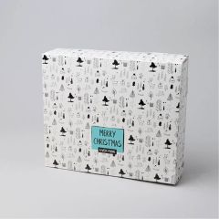 Картонная коробка Merry Christmas, 25x21x7cm, с крышкой, в упаковке 30шт.