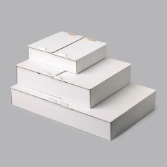 Gofrētā kartona kastes 300x250x70mm kliņģeriem, baltas, iepakojumā 25gab.