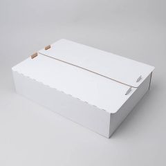 Gofrētā kartona kastes konditorejas izstrādājumiem 400 x 300 x 100mm, baltas, iepakojumā 50 gab.