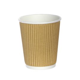 Бумажные стаканы 250мл 8oz с рифленой стенкой крафт ø80мм,