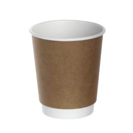 Papīra glāzes 250ml, ø80mm, kraft, brūnas, PAP/PE, divslāņu, iepakojumā 25 gab.
