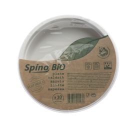 „Spino Bio“ cukranendrių pluošto lėkštė ø23 cm, balta, 10 vnt./pak.