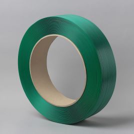 Spriegošanas lente PET 15mm x 0.7mm x 1500m, zaļa, serde Ø406mm