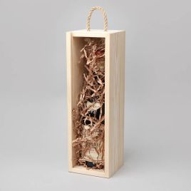 Medinė dėžutė vienam vyno buteliui, 36x11x10,5cm, balta